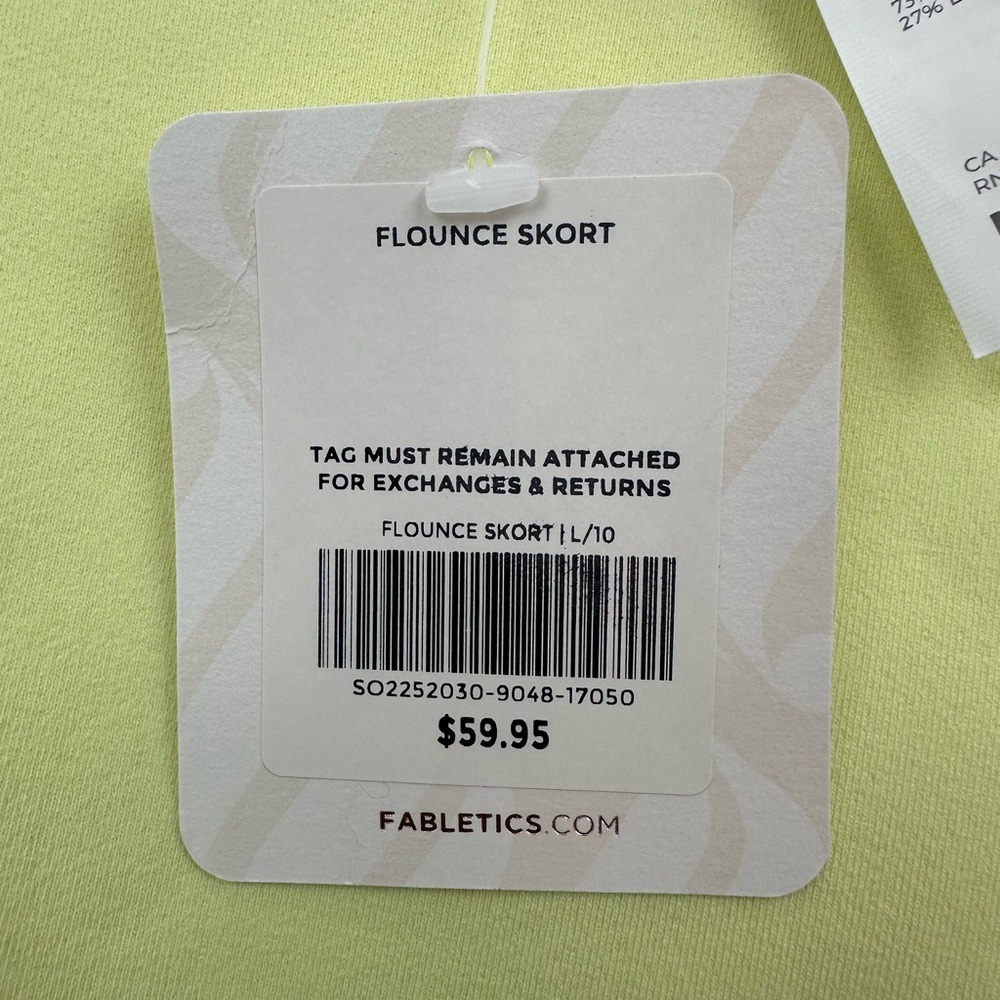 NWT Fabletics Flounce Skirt - LG - Lemon Crème skirt w/built-in shorts & pockets - Picture 10 of 16